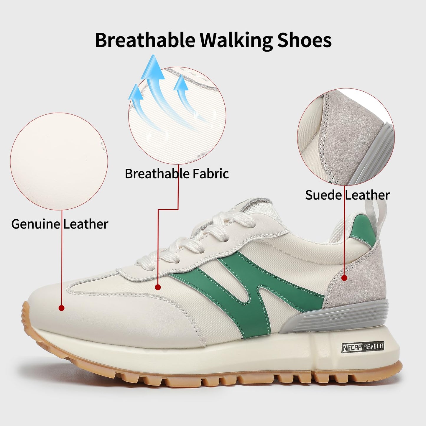 somiliss Sneakers for Women Genuine Leather Suede Patchwork Casual Lace Up Non-Slip Walking Shoes Comfortable Tennis Running Shoes Womens Fashion Sneakers Size 5 Green