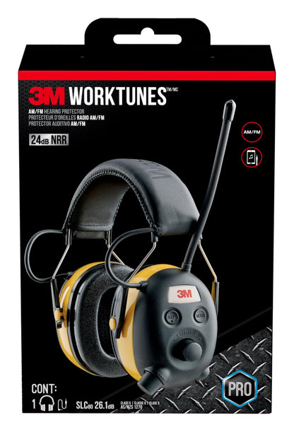 3M - 90541-80025T WorkTunes AM/FM Hearing Protector with Audio Assist Technology, 24 dB NRR, Ear protection for Mowing, Snowblowing, Construction, Work Shops