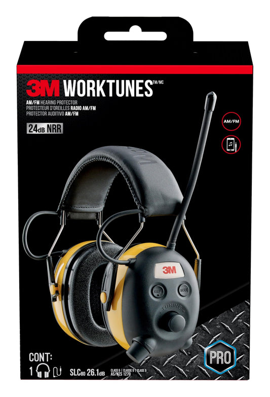 3M - 90541-80025T WorkTunes AM/FM Hearing Protector with Audio Assist Technology, 24 dB NRR, Ear protection for Mowing, Snowblowing, Construction, Work Shops