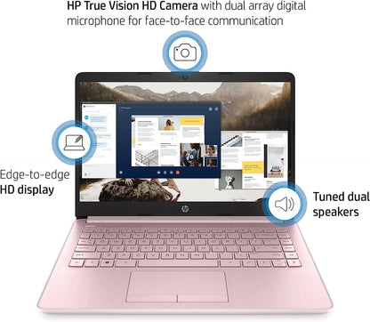 HP 14 Computer-Laptop, Quad-Core Intel Celeron Processor Premium Portable 16GB RAM 256GB Storage(64GB eMMC+ 256GB Ghost Manta SD Card) Student-Laptop with 1 Year Office 365 HDMI Win11