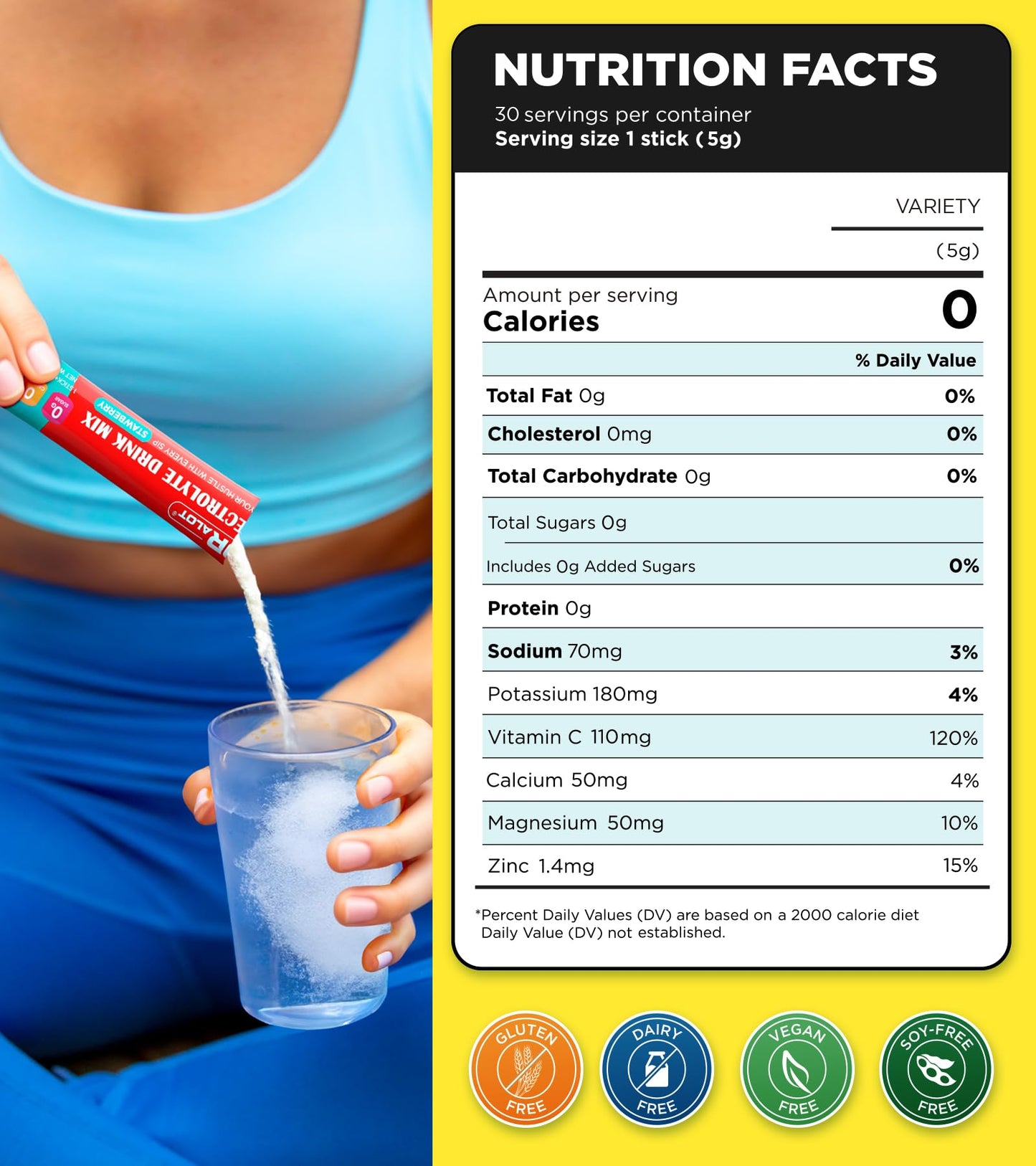 Dralot Juicy Splash 30 Packs Sugar Free Electrolytes Powder w/Natural Flavor, Liquid Daily IV Recharge+Tech. Mix 5 Electrolyte for Balance, Raw Seasalt Hydration Packets for GF, Vegan, Non-GMO, Keto