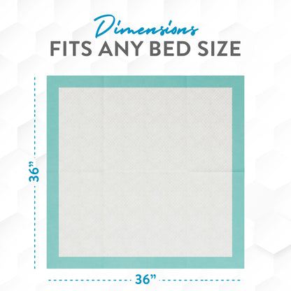 Inspire Extra Large Super Absorbent Disposable Bed Pads for Incontinence (36" X 36" Pack of 50) Ultra Thick and Absorbent Underpads Chux Adults, Puppies, Dogs Kids Furniture Protection