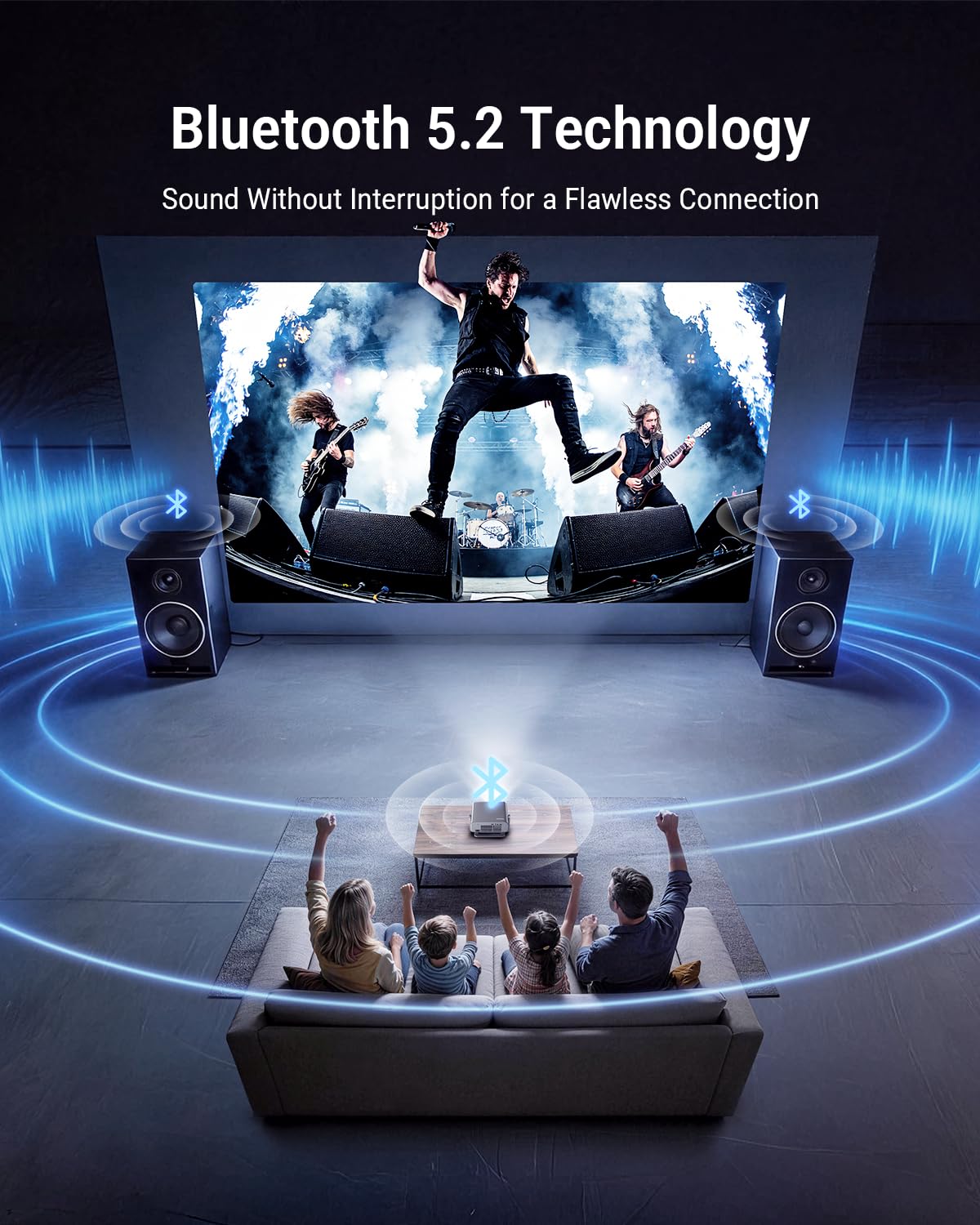 Smart 4K Projector [Bundled with Google TV Stick] with WiFi and Bluetooth, 3000ANSI, Auto Lens Cap, Portable Outdoor Movie Projector with Built-in Apps Auto Focus for Ceiling/Home Theater/Bedroom