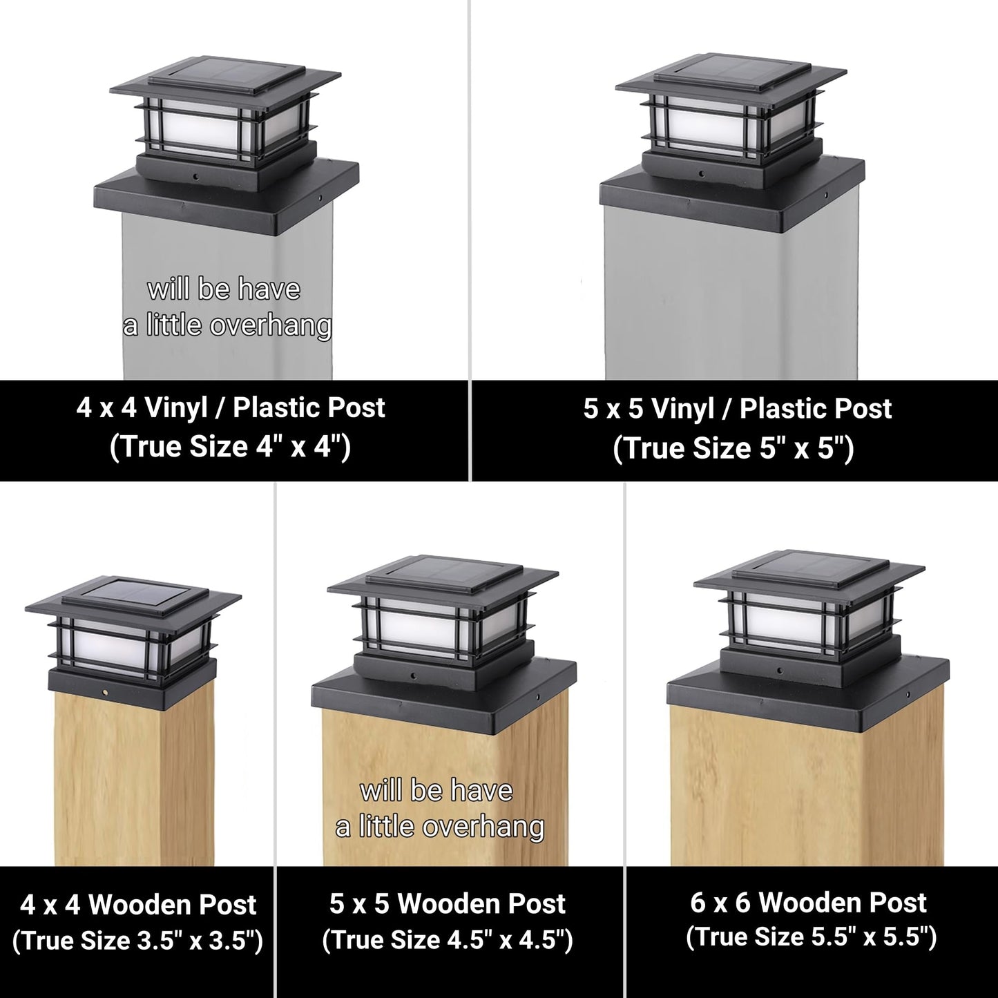 Dynaming 6 Pack Solar Post Lights Outdoor, Solar Powered Fence Post Cap Lights, High Brightness Warm White SMD LED Lighting Decor for Garden Deck Patio, Fit 4x4, 5x5 or 6x6 Vinyl/Wooden Posts