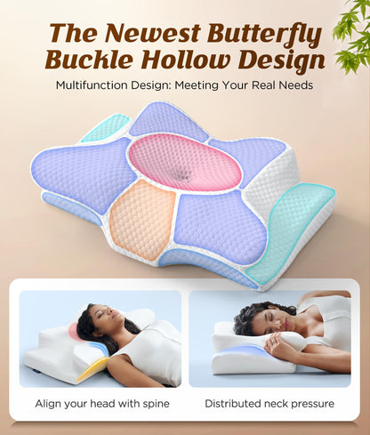 2 Pack Value Bundle Cervical Neck Pillow for Sleeping, Ergonomic Contour Side Sleeper Pillows Perfect for Families, Orthopedic Pillow for Neck Relief Support, Memory Foam Pillows Back Stomach Sleepers