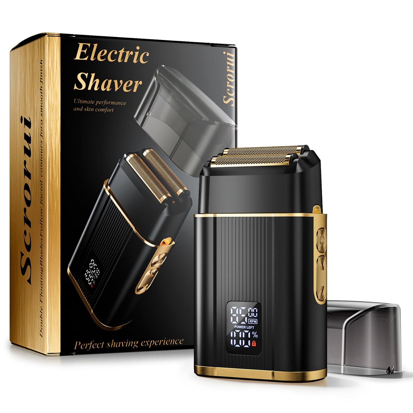 Scrorui Professional Foil Shaver for Men: Cordless Electric Razor with High-Speed Dual Blades, Rechargeable USB-C, IPX6 Waterproof & Travel-Friendly/Home Use