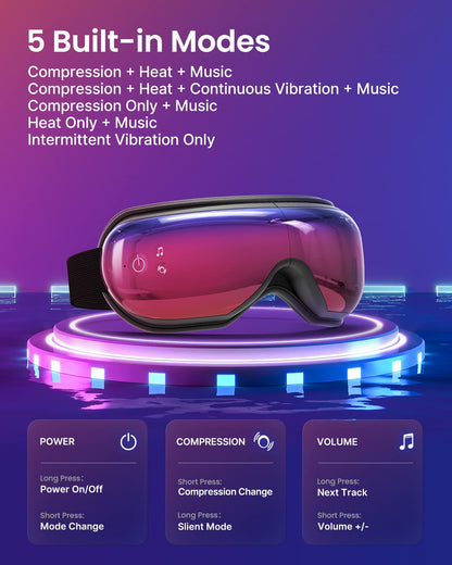 RENPHO Christmas Gift Eyeris 1, Eye Massager with Heat, Birthday Gifts for Mom, Sleep Eye Mask with Bluetooth Music, Face Massager, Eye Care Device, Smart Eye Mask for Relax Eye, Reduce Eye Strain