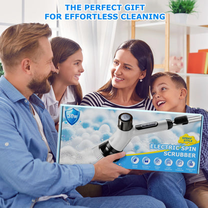 Wikihhome Electric Spin Scrubber,Cordless 2 Speeds Shower Scrubber with Foam &Remote Control,IPX7 Waterproof Adjustable Electric Scrubber for Cleaning with 7 Replaceable Brush for Bathroom Kitchen Car