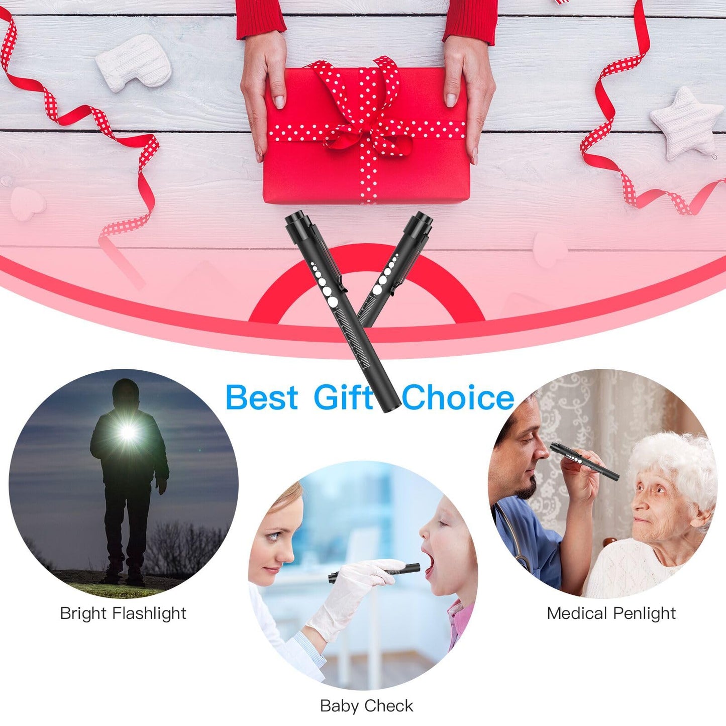 COSOOS 2 Rechargeable Pen Lights with Pupil Gauge, Ruler & 2 Pocket Protectors, LED Penlights for Nurse Doctor, Warm/White Light, USB-C Rechargeable Penlight Flashlight for Nursing Student