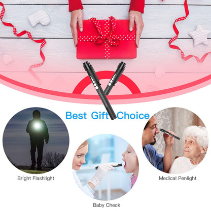 COSOOS 2 Rechargeable Pen Lights with Pupil Gauge, Ruler & 2 Pocket Protectors, LED Penlights for Nurse Doctor, Warm/White Light, USB-C Rechargeable Penlight Flashlight for Nursing Student