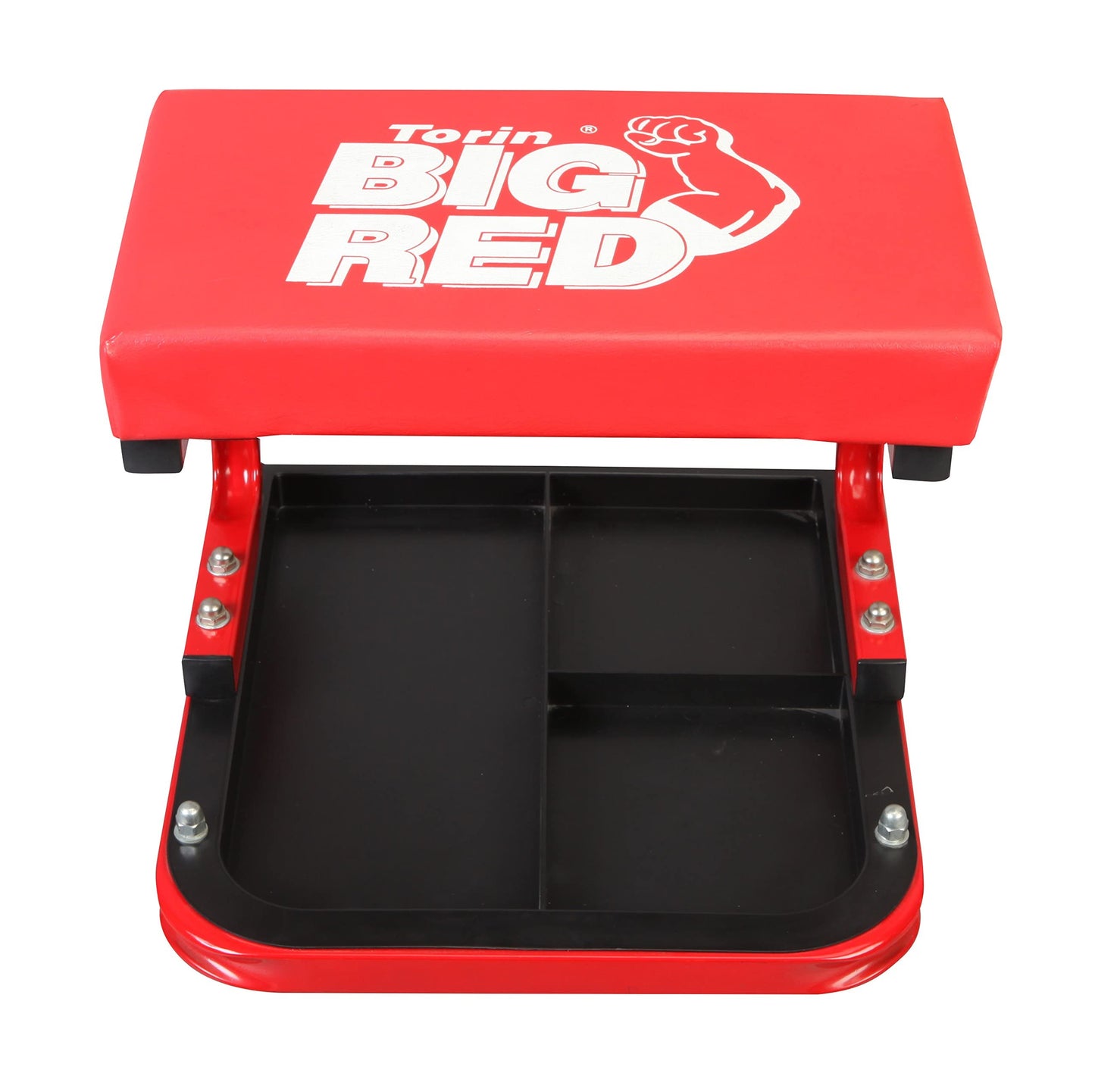 Torin TR6300 Red Rolling Creeper Garage/Shop Seat: Padded Mechanic Stool with Tool Tray Large