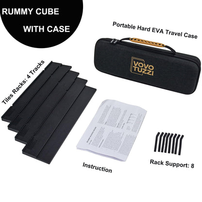 Rummy Cube Game Original, 106 Rummy Tiles Game Set, with 4 Racks/Trays& 160 Rummy Tiles,with One Zipper Box, Travel & Family Board Game for Adults and Kids