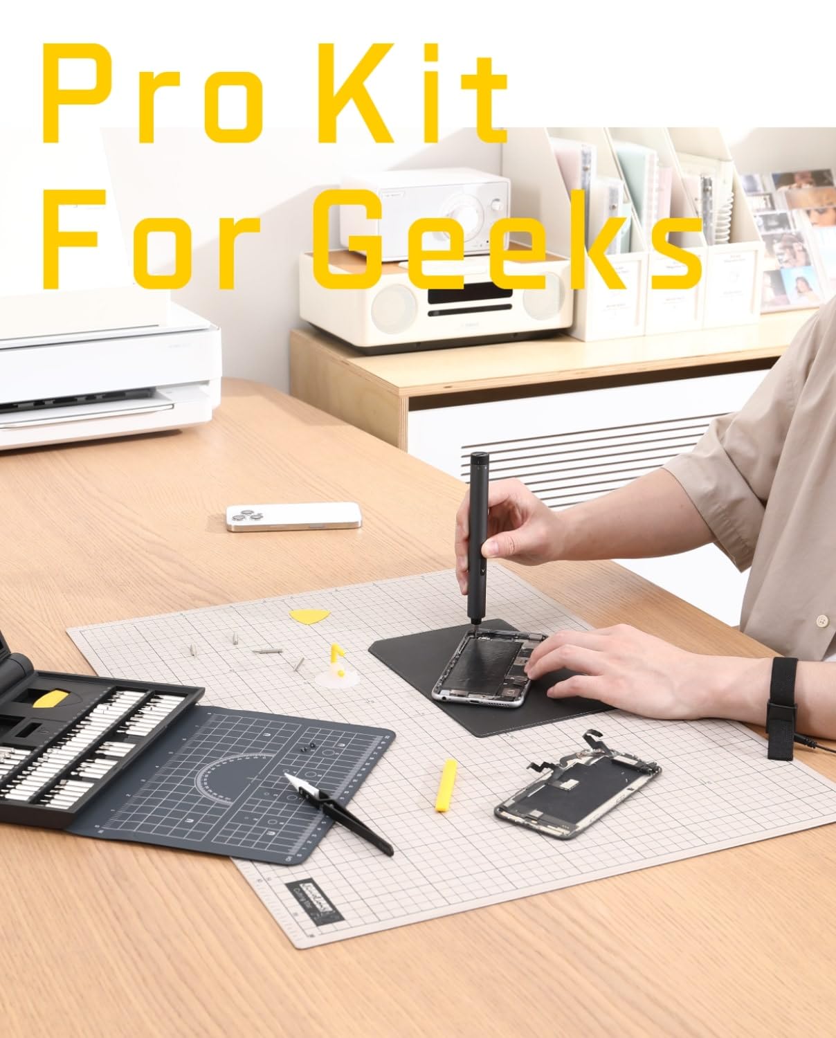 Fanttik Electric Screwdriver Kit, Precision Screwdriver Set, 64 Magnetic Bits, 12 Types Fix Tools, 0.05/0.2 N.m, Repair Tool for Phone Laptop Watch Electronics - E1 NEX Workstation
