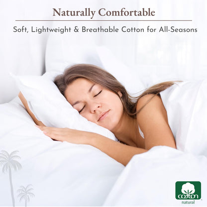 Queen Sheet Set - Natural 100% Cotton Sheets Queen Size Bed Set with Deep Pockets, Soft Sateen Weave, Breathable, Cooling and Durable Bedding by California Design Den (White)