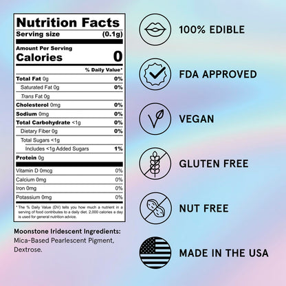 Fancy Sprinkles Moonstone Iridescent Premium Edible Glitter, 100% Edible Glitter for Sparkling Food & Drinks No Taste or Texture (4gm)