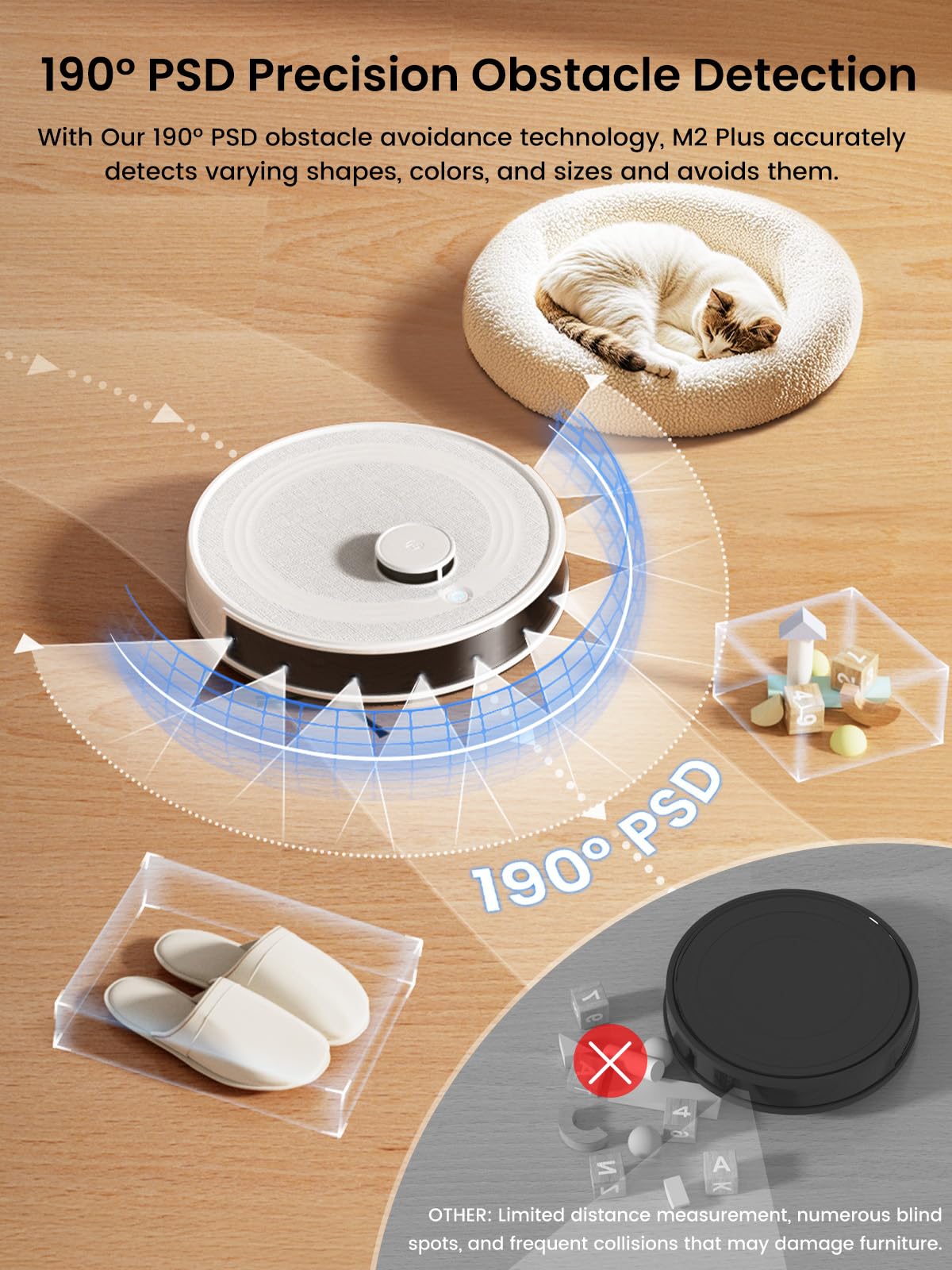 Lefent M2 Plus Robot Vacuum and Mop Combo,190° PSD Obstacle Avoidance,LIDAR Navigation,40-Day Capacity,Powerful Suction,Perfect for Pet Hair,140 Min Runtime, WiFi/App/Alexa