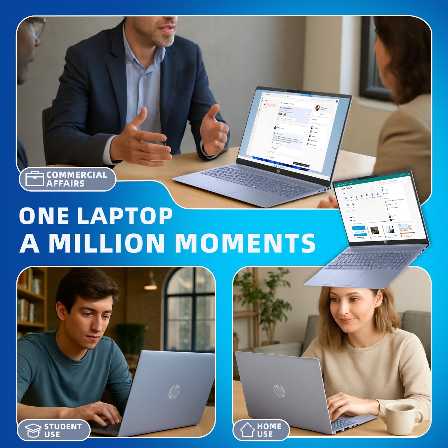 HP Pavilion 16 Touchscreen Laptop – Intel Core 7 150U (Beats i7-1355U) – 16" WUXGA Display – AI Copilot, Backlit – Windows 11 Pro, Office Pro Lifetime 65W GaN Charging– Sky Blue – 32GB RAM | 1TB SSD