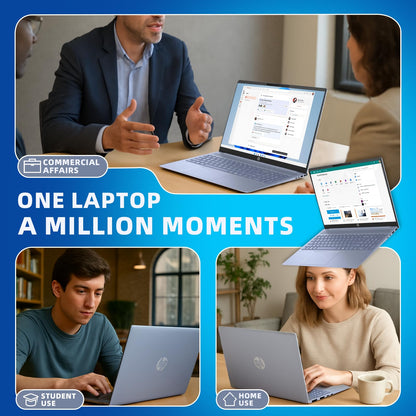 HP Pavilion 16 Touchscreen Laptop – Intel Core 7 150U (Beats i7-1355U) – 16" WUXGA Display – AI Copilot, Backlit – Windows 11 Pro, Office Pro Lifetime 65W GaN Charging– Sky Blue – 32GB RAM | 1TB SSD