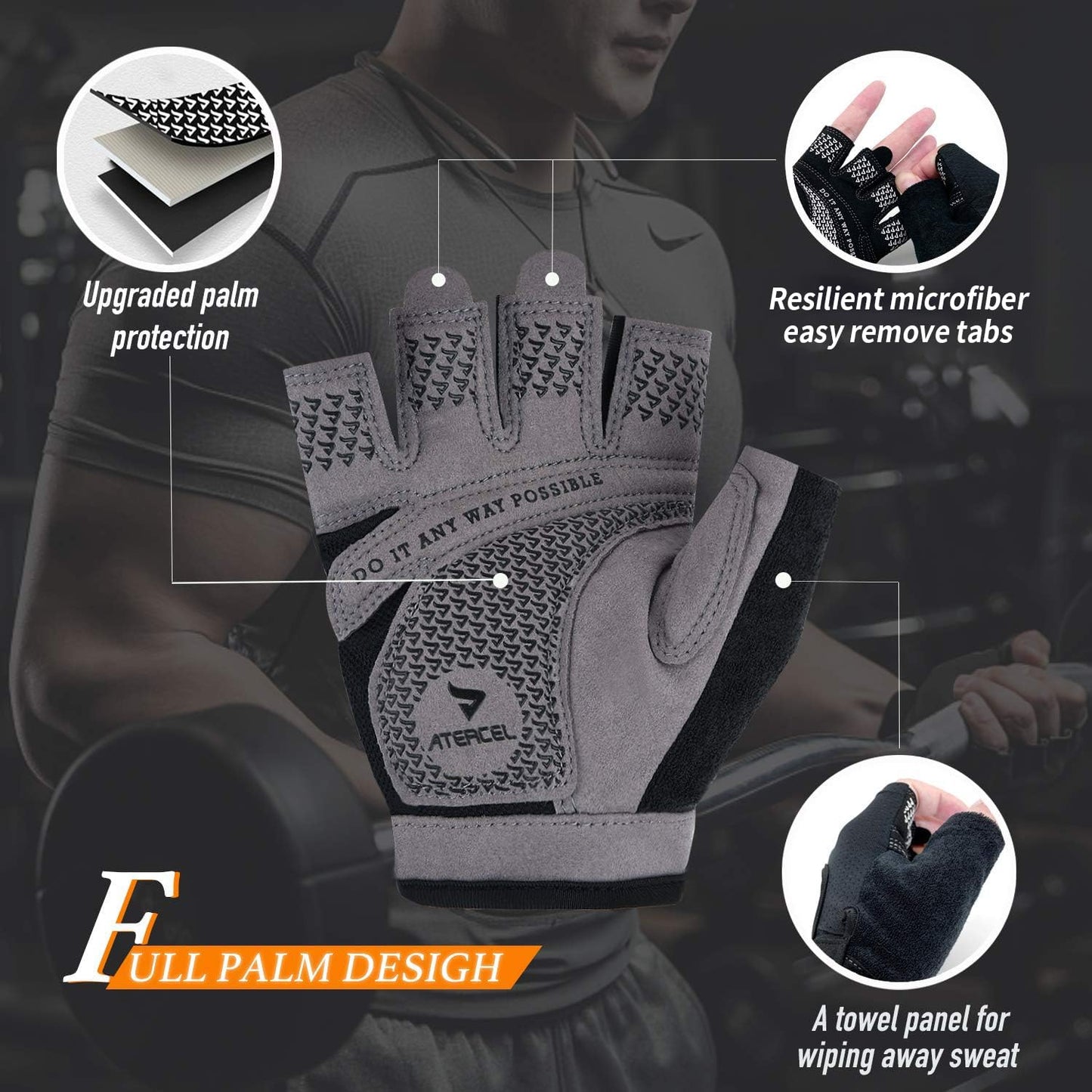 ATERCEL Weight Lifting Gloves Full Palm Protection, Workout Gloves for Gym, Cycling, Exercise, Breathable, Super Lightweight for Men and Women(Aqua, XL)