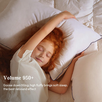 BHZ Goose Down Feather Pillows Queen Size Bed Pillows Hotel Collection for Sleeping Soft and Supportive Pillows for Side Stomach Back Sleepers, Navy