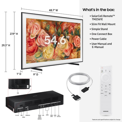 SAMSUNG 55-Inch Class QLED 4K LS03D The Frame Series Quantum HDR Smart TV w/Dolby Atmos, Art Mode, Anti-Reflection, Customizable Frame, Slim Fit Wall Mount with Alexa Built-in (QN55LS03D, 2024 Model)