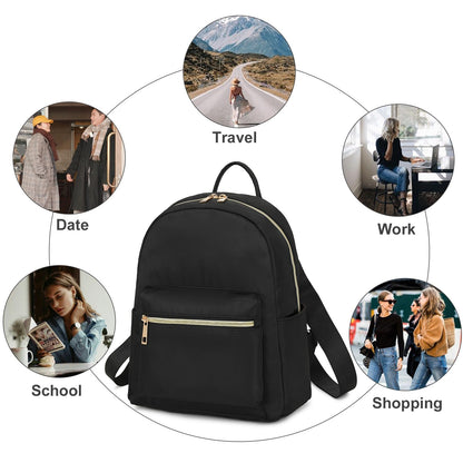 Mini Backpack Girls Womens Fashion Small Backpack Purse Mini Bookbag for Teens Adult Kids School Travel Daypack Black