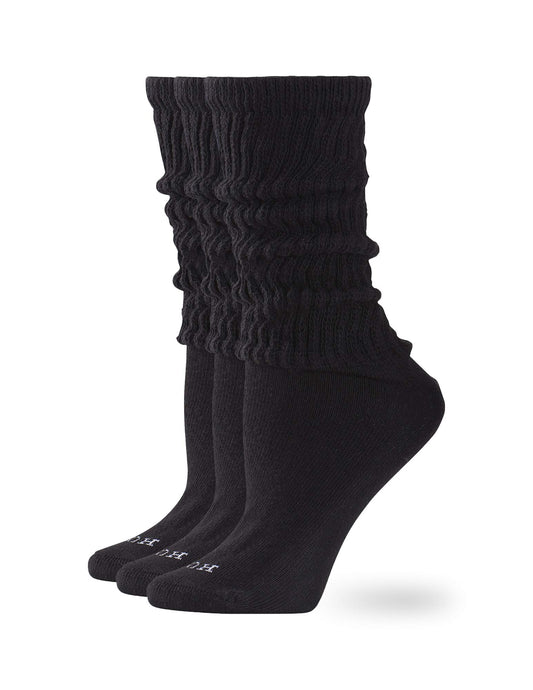 HUE Women's Slouch Socks 3 Pair Pack, Black/Black/Black, One Size