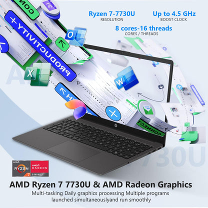 HP 2025 Updated 15.6" 255 G10 FHD Business Laptop, AMD Ryzen 7 7730U (64GB RAM | 2TB SSD), Numeric Keypad, Webcam, Windows 11 Pro, MS Office Pro, WiFi 6& Bluetooth with LTP Accessory Kit