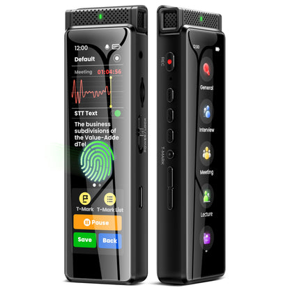 136GB Digital Voice Recorder with Playback, Innioasis R1 Full Touchscreen Voice Recorder with AI Intelligent Transcription and Bluetooth, Voice Activated Sound Audio Recorder Device with Mic (Black)