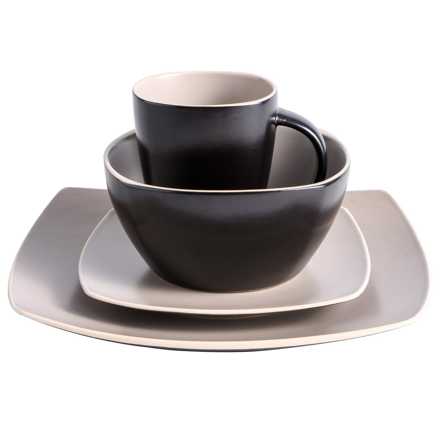 Gibson Elite Soho Lounge Dinnerware Set, Service for 4 (16pcs), Matte Taupe