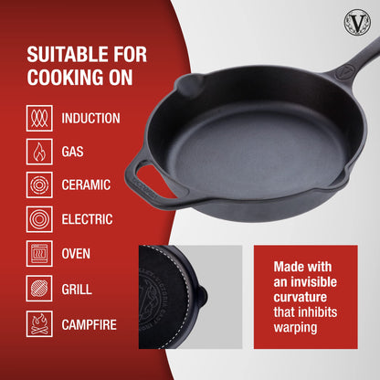 Victoria 10-Inch Cast Iron Skillet, Pre-Seasoned Cast-Iron Frying Pan with Long Handle, Made in Colombia