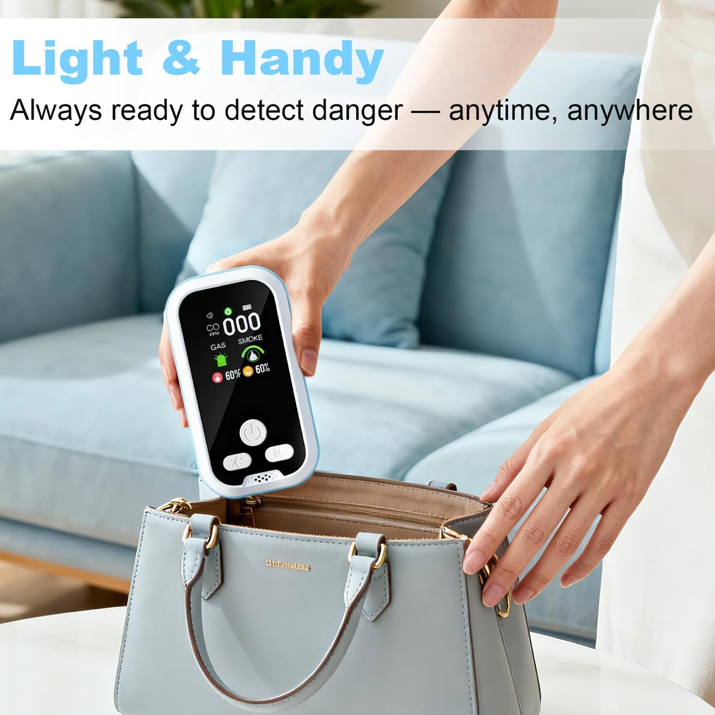 6 in1 Carbon Monoxide Detector Combo with HD Screen Monoxide Alarm, Detects CO, Natural Gas, Smoke, Temperature, and Humidity for Home, Apartment, Hotel, Camping RV Safety Gifts Idea
