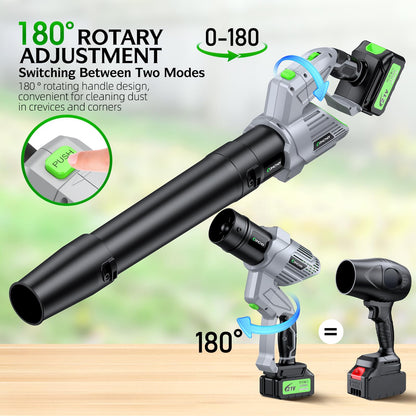 Leaf Blower - 500000RPM Cordless Electric Blower - 2 X 4.0Ah Batteries and Charger - 5 Speed Mode - 21V Lightweight Leaf Blower Cordless for Patio Cleaning, Lawn Care (Gray)