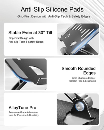 LINTYLE Laptop Stand Adjustable MacBook Stand for Desk Aluminum Notebook Holder Ergonomic Computer Riser Portable Desktop Stand Compatible with All MacBook Notebook Laptop 10-17 Inch