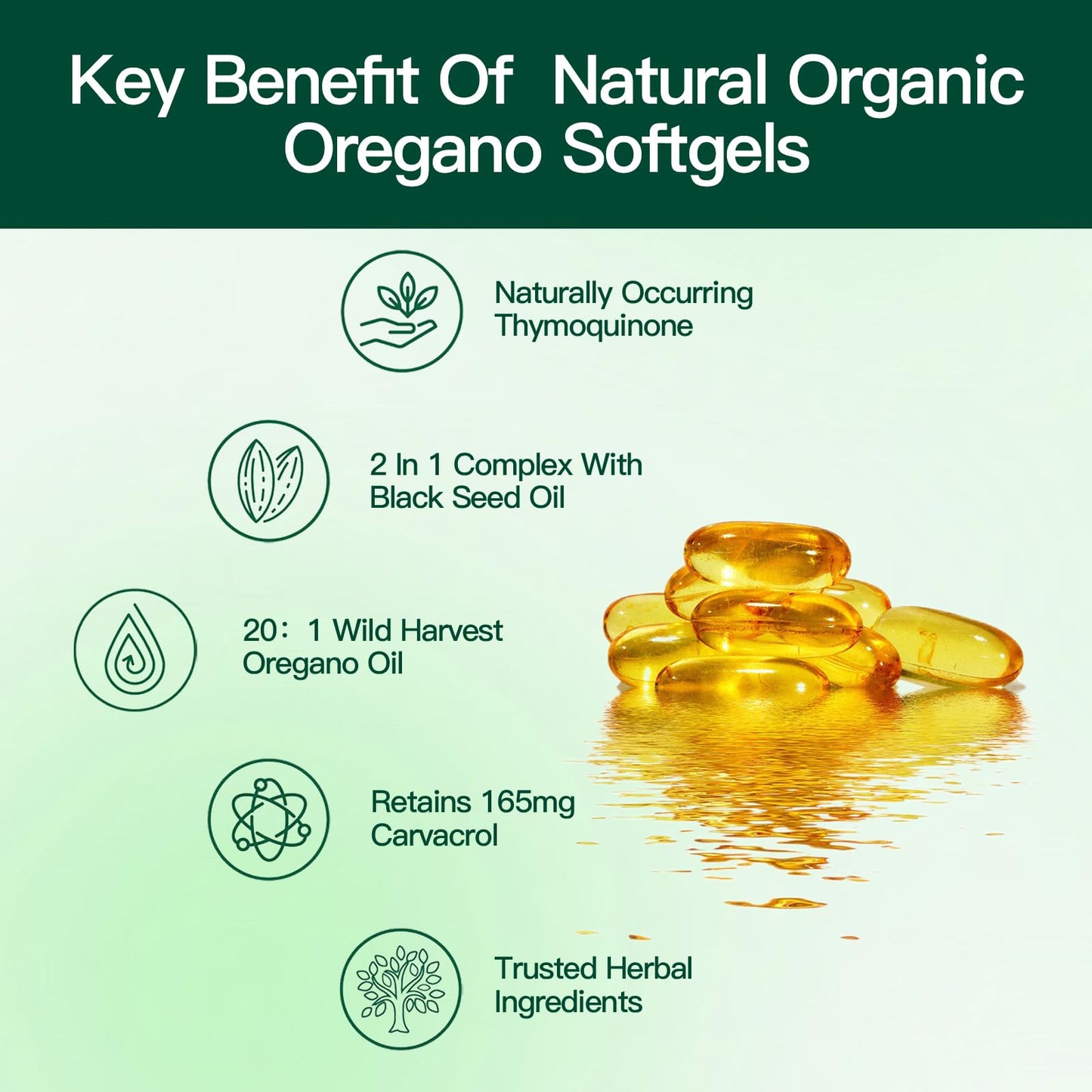VivoNu Oil of Oregano Capsules | 6000mg Oil of Oregano with Black Seed Oil Softgels | Organic Wild Harvest Oregano | aceite de Oregano Pill| Non-GMO | Gluten Free Formula