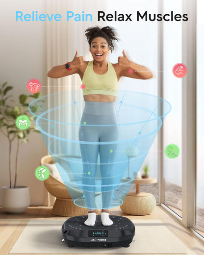 FLYBIRD Vibration Plate Exercise Machine, Lymphatic Drainage Machine, Whole Body Workout Vibration Platform w/ 2 Resistance Bands for Wellness and Fitness-Black