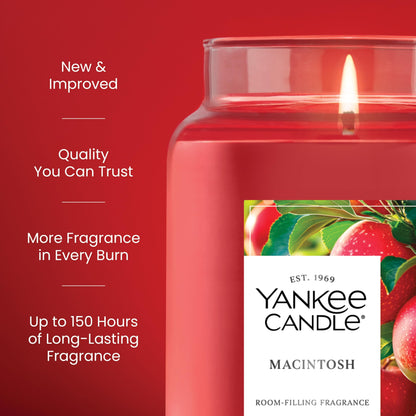 Yankee Candle Macintosh, Fall Scented Candle, 22oz Large Jar with up to 150 Hour Burn Time