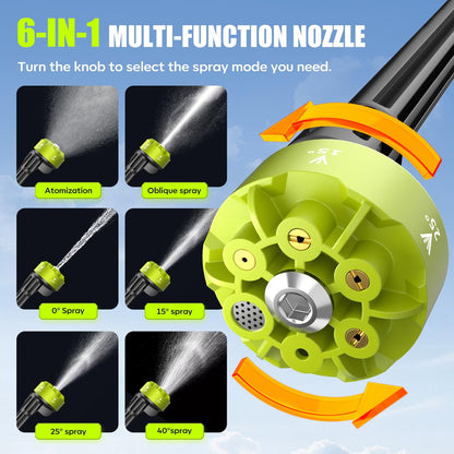 YKYI Cordless Pressure Washer Battery Powered, 30 Speed Level, 1200 PSI Portable Power Washer with 6-in-1 Nozzle, 24FT High-Elastic Hose, Handheld Pressure Washer for Car, Garden Cleaning (Gray)