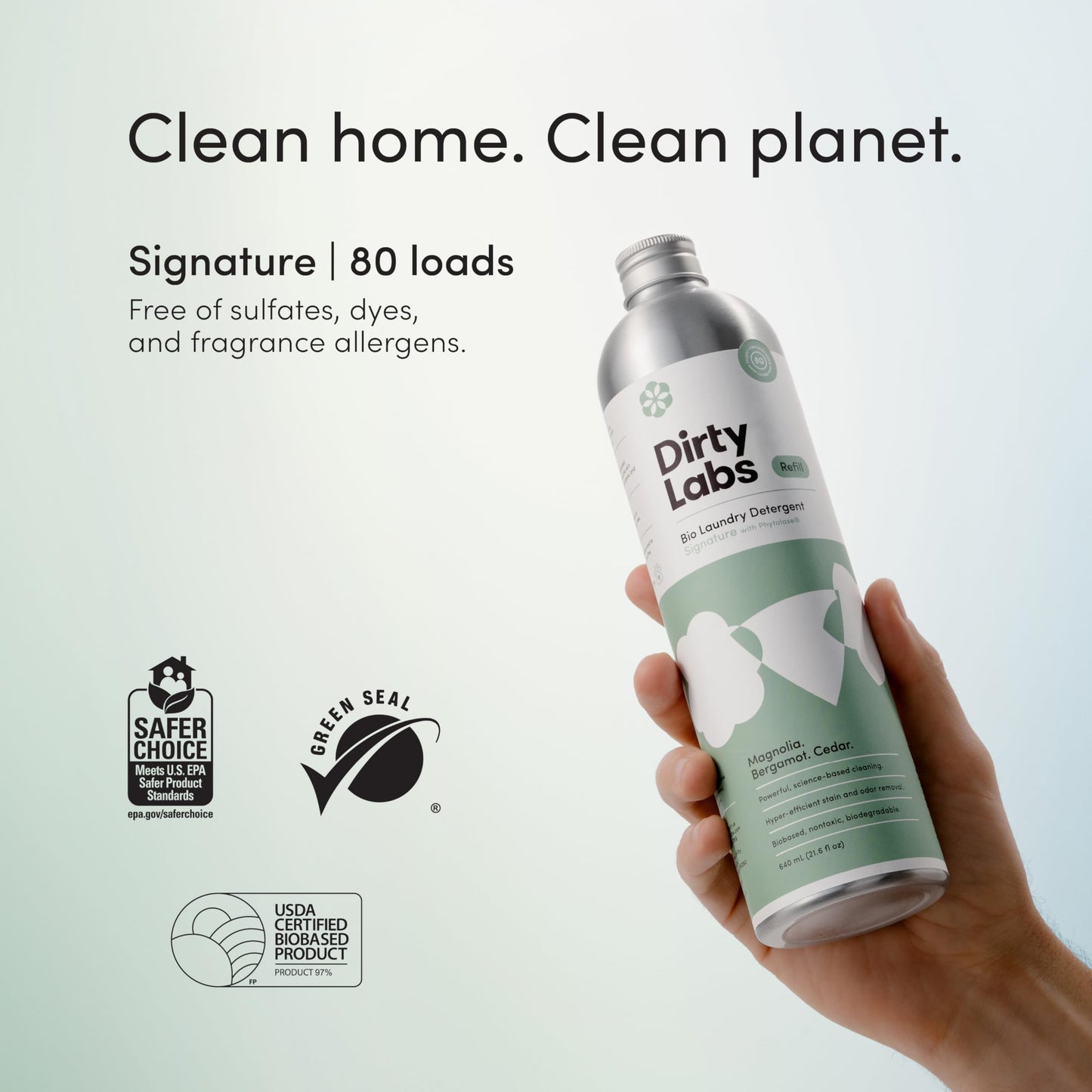 Dirty Labs | Signature Scent Bio-Liquid Laundry Detergent 80 Loads (21.6 fl oz) Hyper-Concentrated High Efficiency & Standard Machine Washing Nontoxic, Biodegradable Stain Odor Removal