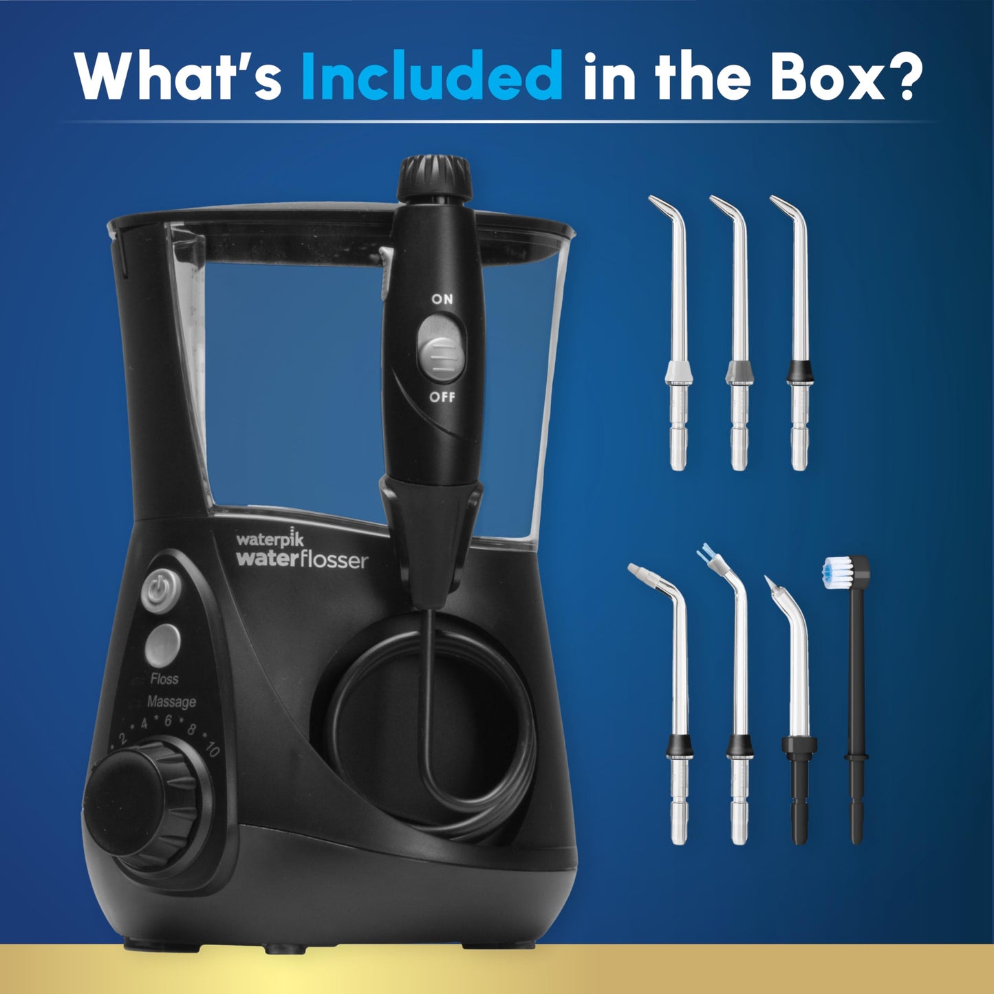 Waterpik Aquarius Water Flosser Professional For Teeth, Gums, Braces, Dental Care, Electric Power With 10 Settings, 7 Tips For Multiple Users And Needs, ADA Accepted, Black WP-662, Packaging May Vary