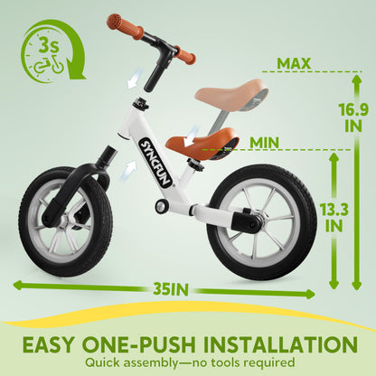 SYNCFUN Toddler Balance Bike, 12'' Toddler Bike for 2, 3, 4, 5 Year Old Boys and Girls, No Pedal Kids Bike, Toddler Gifts, Easy Adjustable Seat and Handlebar, Toys for 2 Year Old