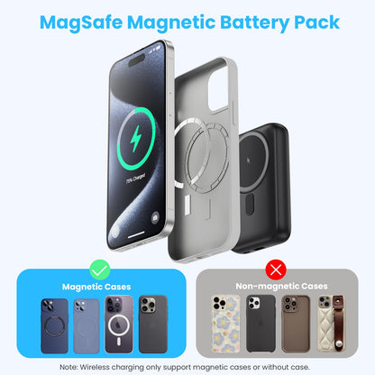 Magnetic Portable Charger 10800mAh,4-in-1 Wireless Power Bank with iWatch Charger, QC4.0+20W PD Fast Charging USB C Battery Pack with LCD Display for Magsafe,iPhone 16/15/14/13/12 Series,Apple Watch