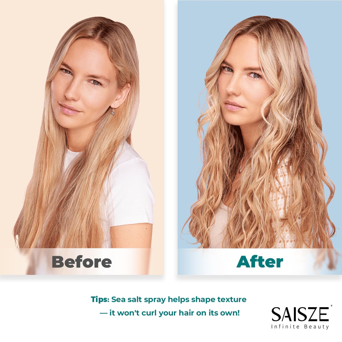 SAISZE Sea Salt Spray for Women and Men, Travel Essentials, Beach Vacation Essentials, Coconut Volumizing Salt Water Spray, Effortlessly Achieve Beach, Wavy and Curly Hair, 8.8 oz