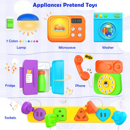 Montessori Toys for 1-2 Year Old Girl Boy Gifts, 15-in-1 Musical Busy Board, Birthday Gift for 1 Year Old Boy Girl, Educational Toddler Toy Age 1-2