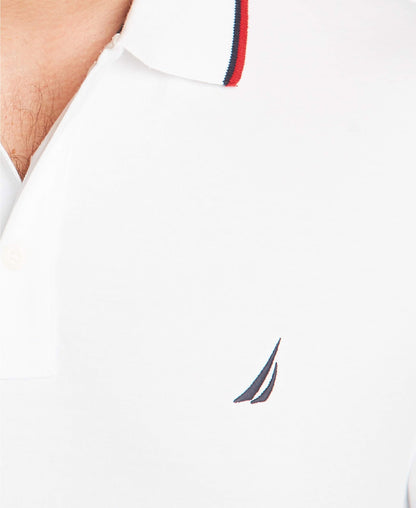 Nautica Men's Tall Classic Fit Short Sleeve Solid Tipped Collar Soft Polo Shirt, Bright White, 2X Big