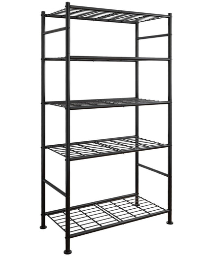 Sakugi Storage Shelves - 5 Tier Shelf Organizer, Heavy Duty Garage Shelving Unit with Leveling Feet, Stable Metal Shelves Organizer for Pantry, Kitchen and Closet, 33.0" W x 12.6" D x 72.0" H, Black