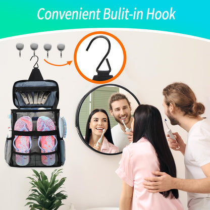 Dorm Room Essentials for Guys Girls Boys, Quick Dry Mesh Shower Caddy Portable, Large Capacity Shower Bag with Hanging Hook, Bathroom, Gym, Swimming, Travel, Beach, Camping, College Student Essentials