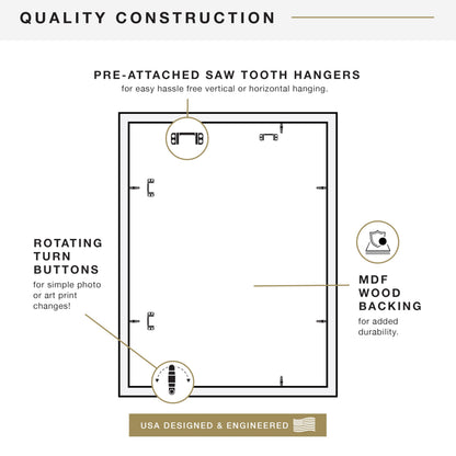 MCS Studio Gallery 18x24 Poster Frame Walnut Woodgrain, Vertical & Horizontal Wall Hanging Large Picture Frame for Photos, Posters & Art Prints (1-Pack)