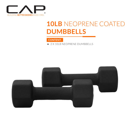 CAP Barbell 10 LB Neoprene Dumbbell Hand Weights - Pair | Black