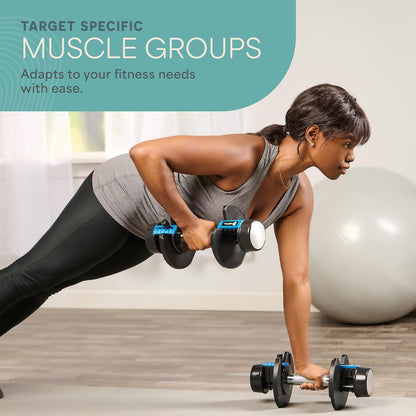 Lifepro Adjustable Dumbbells Set/Single - 15lb 43lb 55lb 90lb 25 lb Dumbbell Sets with Rack - Quick Adjust, Secure Grip weights dumbbells set - Compact Hand Weights for Women/Men at Home Gym
